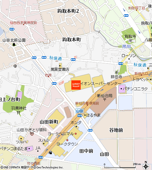 イオンスーパーセンター鈎取店付近の地図